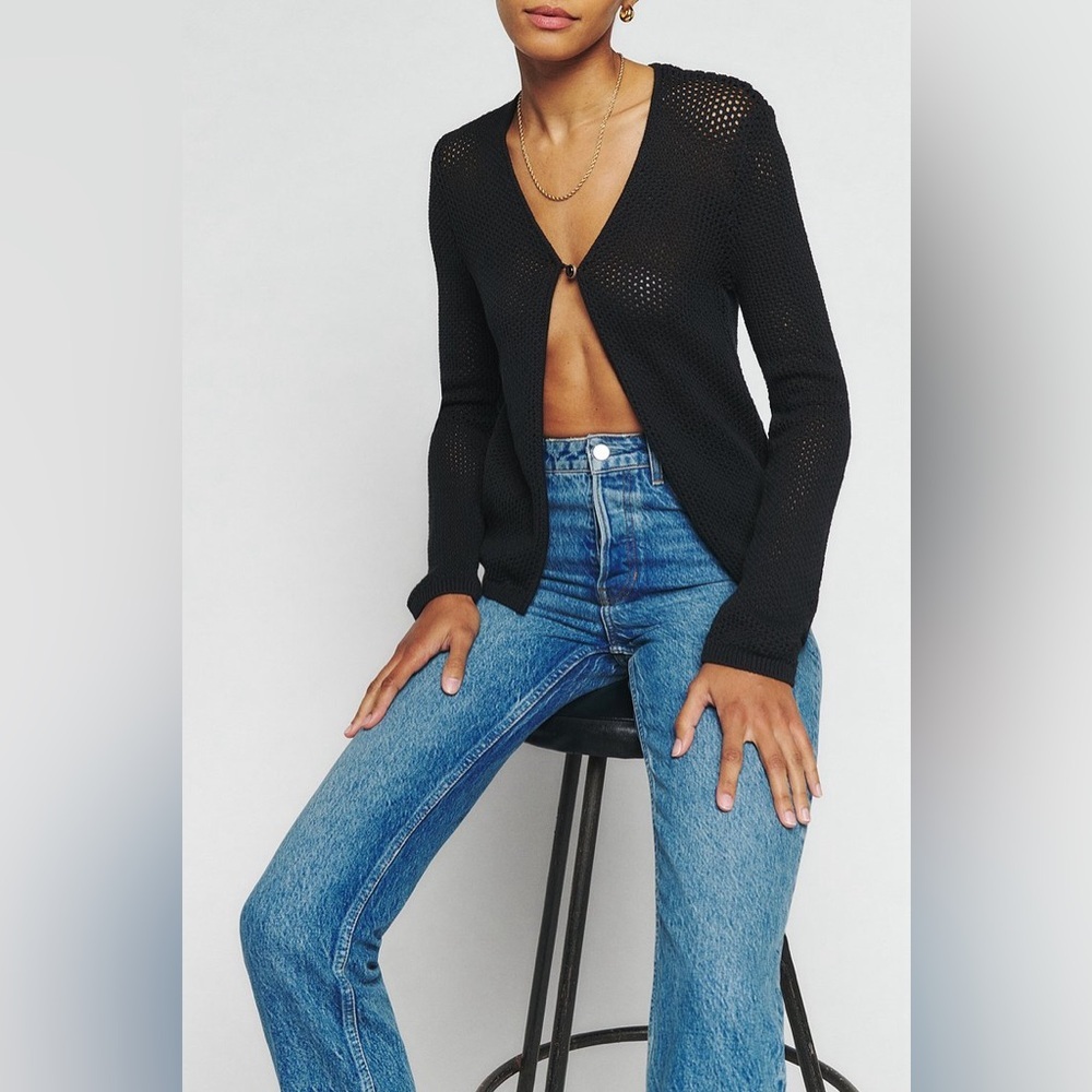 Reformation Black Knit Cardigan Sweater